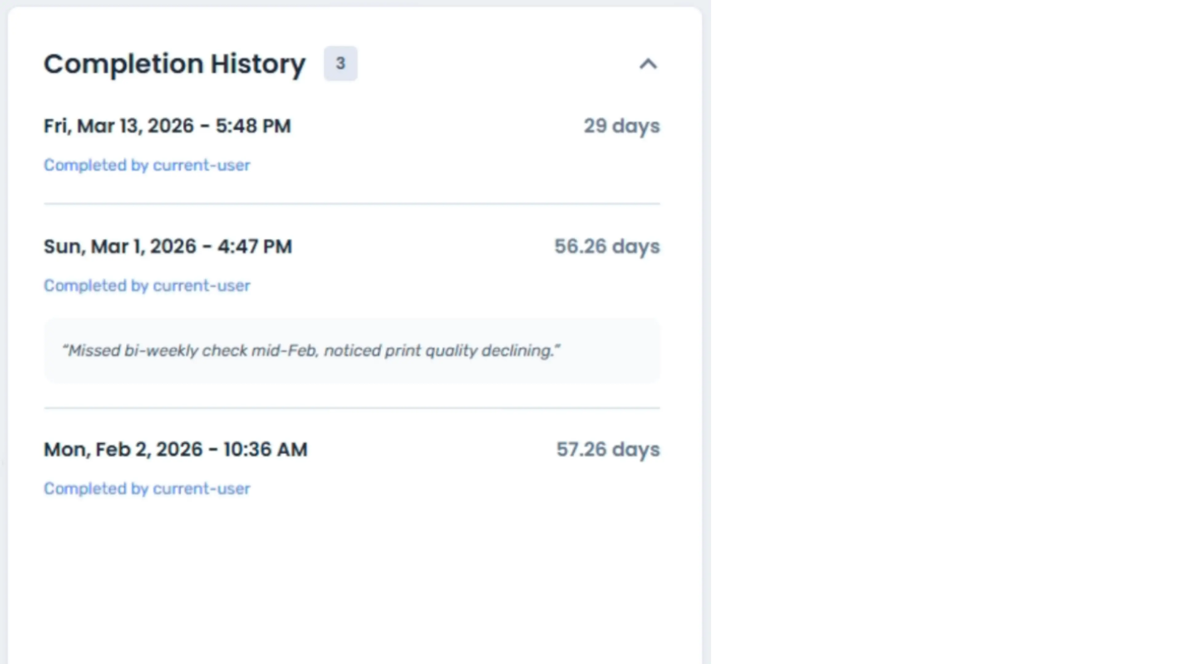 Maintenance History
