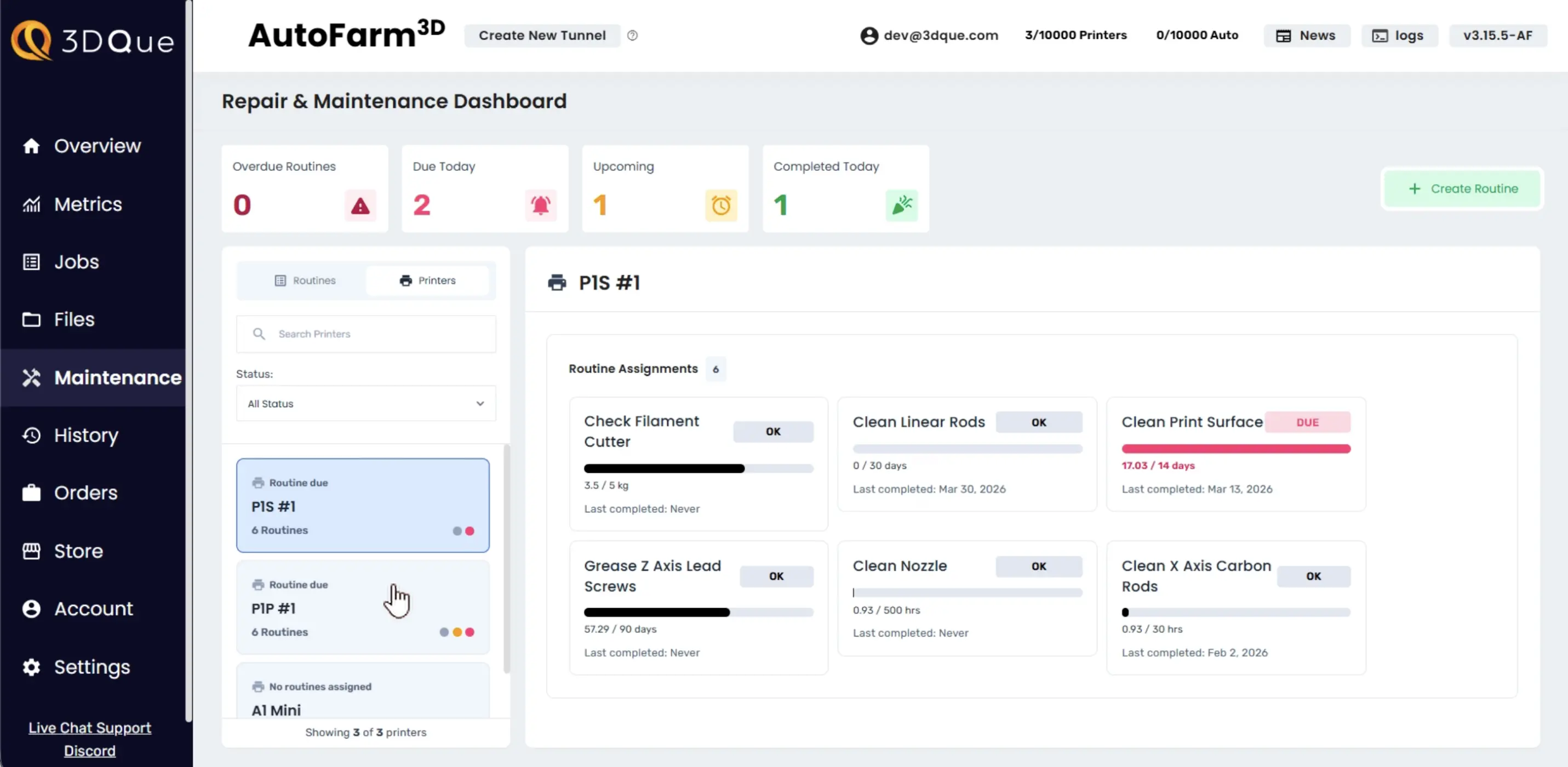 Printer Maintenance Dashboard