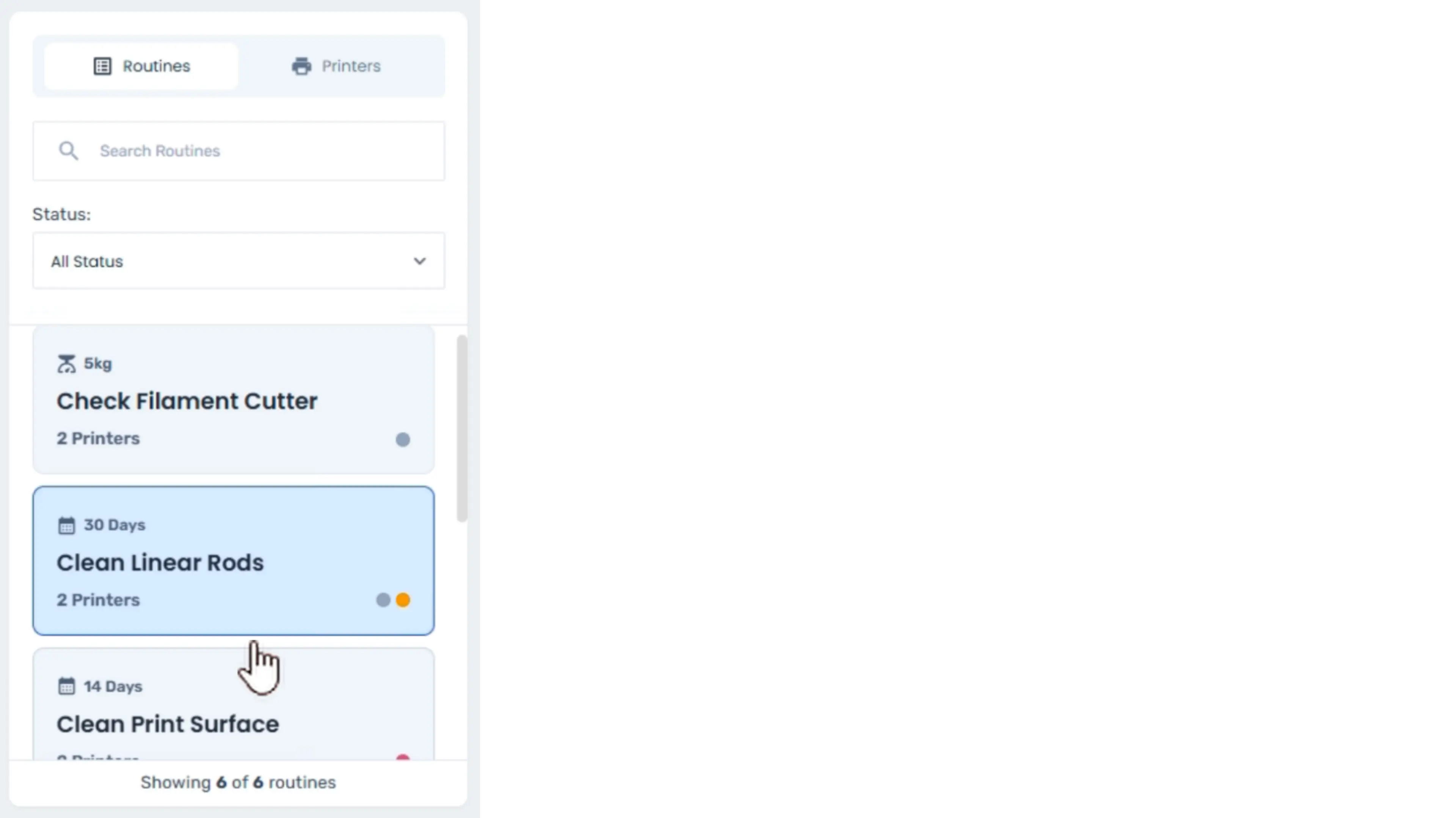 Routine View Sidebar